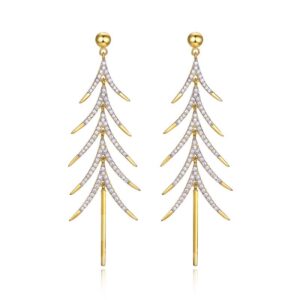 Beautiful Shiny Long Tassel Christmas Tree Earrings