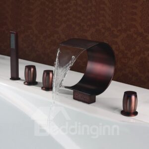 Antique Oil-rubbed Bronze Widespread Five Piece Waterfall Faucet