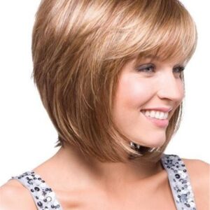 Short Straight Bob Hairstyle Side Parted Synthetic Hair Capless Wigs 10 Inches