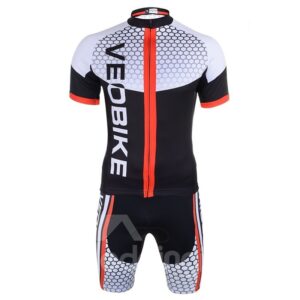 Black Hexagon Pattern 3D Padded Pants Short Sleeve Men's Cycling Jersey