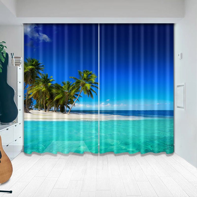 Beddinginn Creative Blackout 3D Seaside Pattern Decoration Curtains - Image 4
