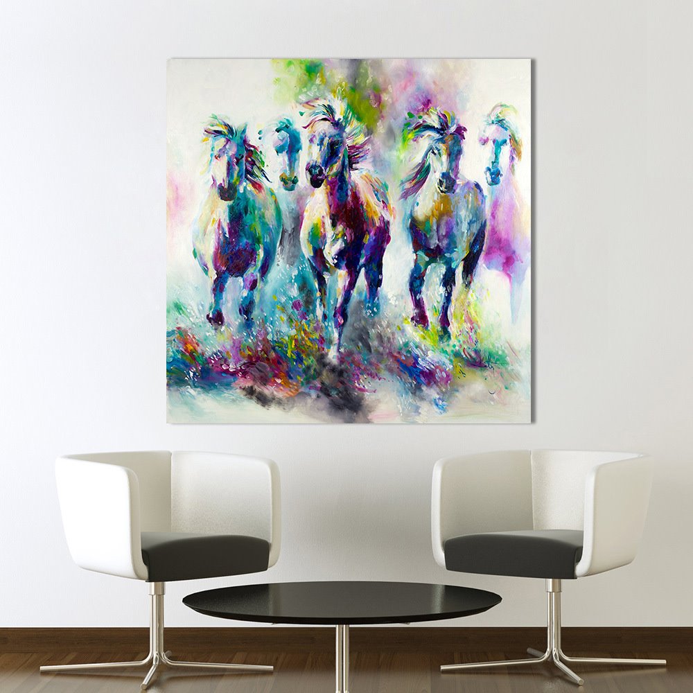 Non-Framed Prints Camouflage Running Horses Spray Painting Black Modern Realism Print Wall Decorations - Image 2