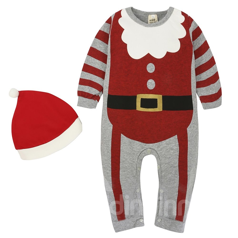 Long Sleeve Cotton Material Printing Cartoon Baby Romper Bodysuit + Hat - Image 7