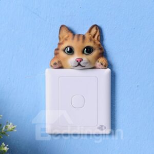 Realistic Cute Resin Cat Shape Design 3D Wall Switch Sticker