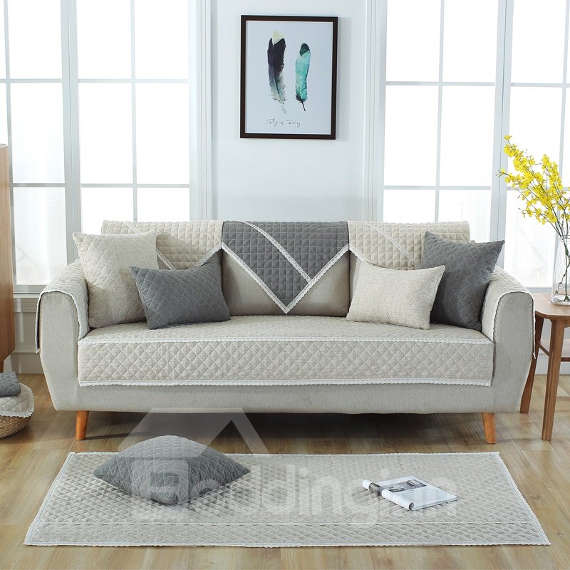 All Seasons Pure Color Simple Style Prevent Stains Sofa Covers - Image 3