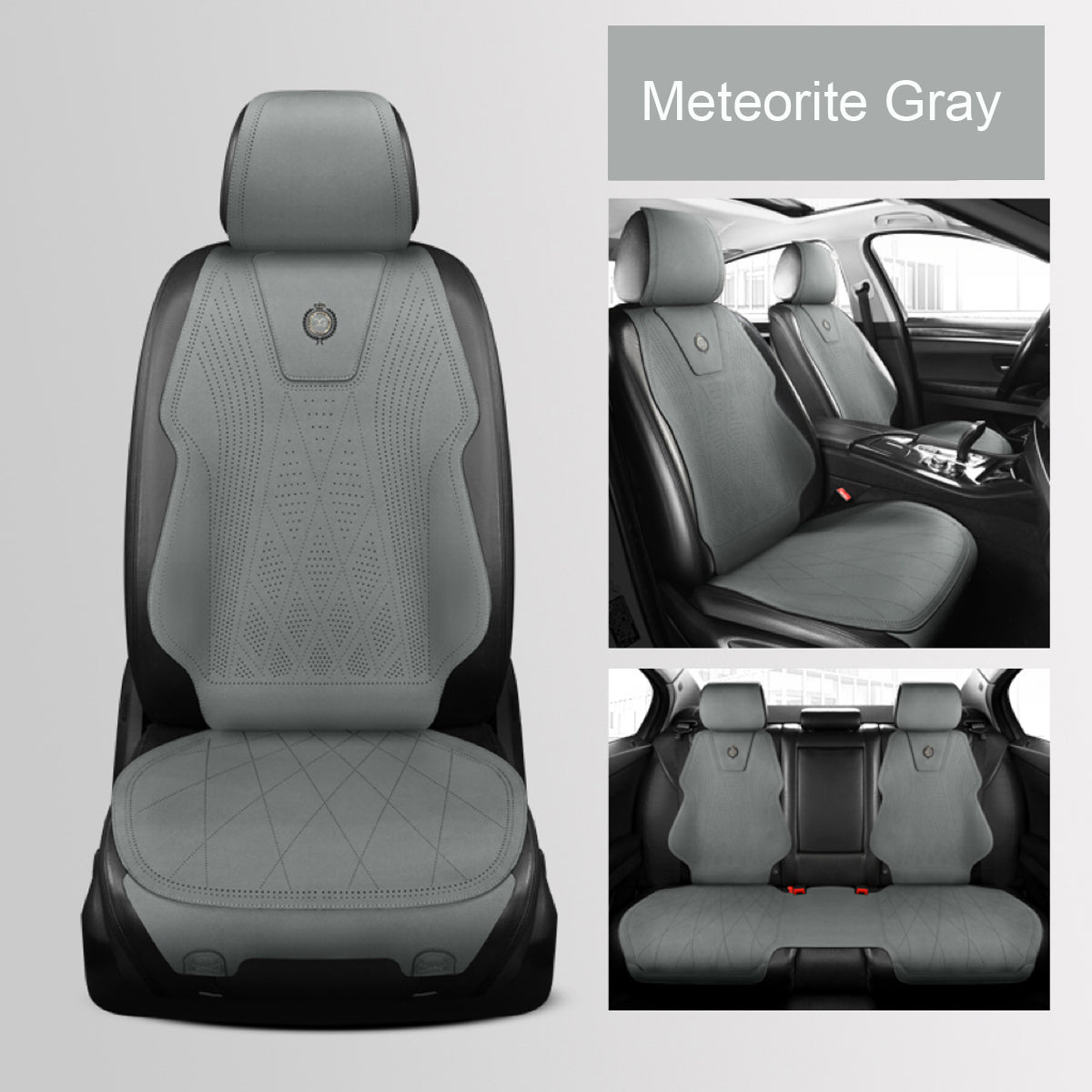 Microfiber Suede Car Seat Cover Full Set for 5-Seater Sedans SUV, Universal Fit, Pad Style - Image 17