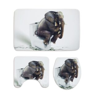 Elephant Printed Floor Mat Toilet Seat 3-piece ?