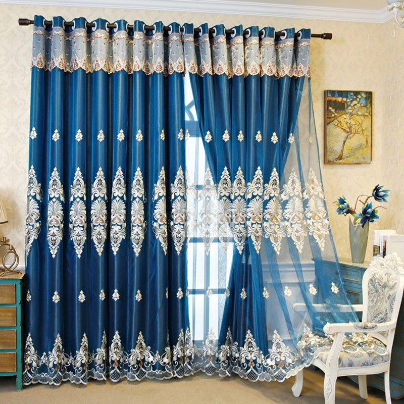 European Embroidery Floral Blackout Decorative Curtain Sets Custom 2 Panels Drapes No Pilling No Fading No off-lining - Image 23