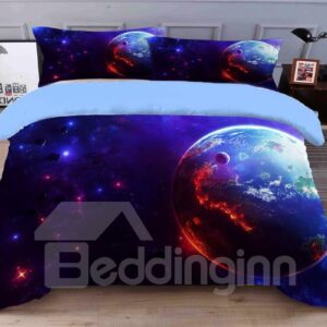 Fadeless Vivid Wandering on The Ball Printed 4-Piece 3D Galaxy Bedding Sets/Duvet Covers