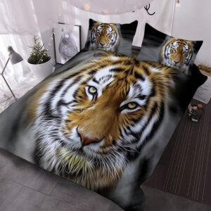 Tiger 3D Animal Print Comforter Set 3-Piece Bedding Set with 2 Pillowcases Lightweight Ultra-soft Microfiber