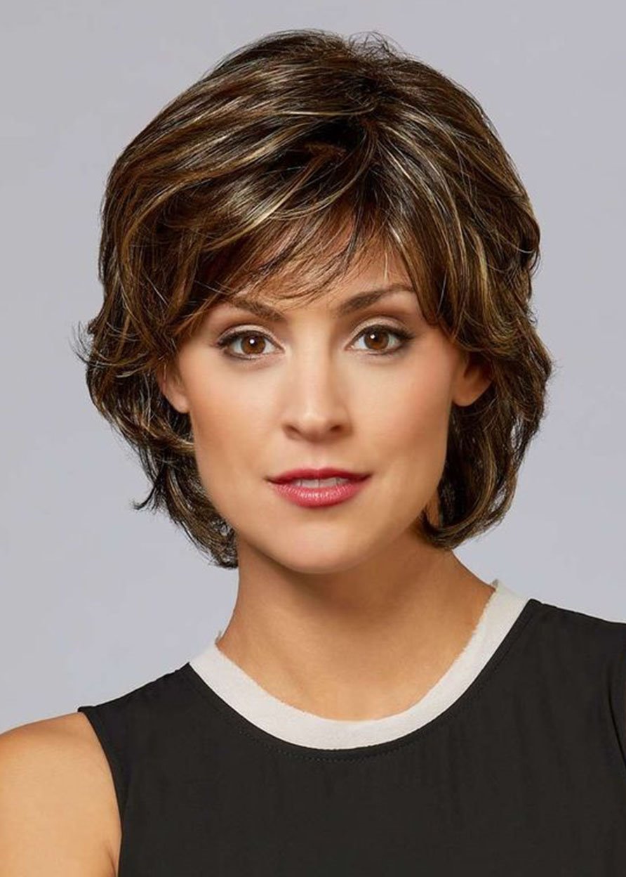 Human Hair Lace Front Cap Women Wavy 10 Inches 130% Wigs Heat Resistant Natural Looking Daily Party Wigs Cosplay Wigs with Natural Bangs with Free Wig Cap - Image 58