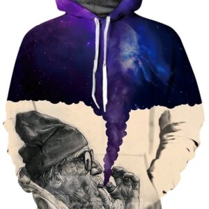Unisex Realistic Printed Old Man Smoking Pullover 3D Painted Hoodie