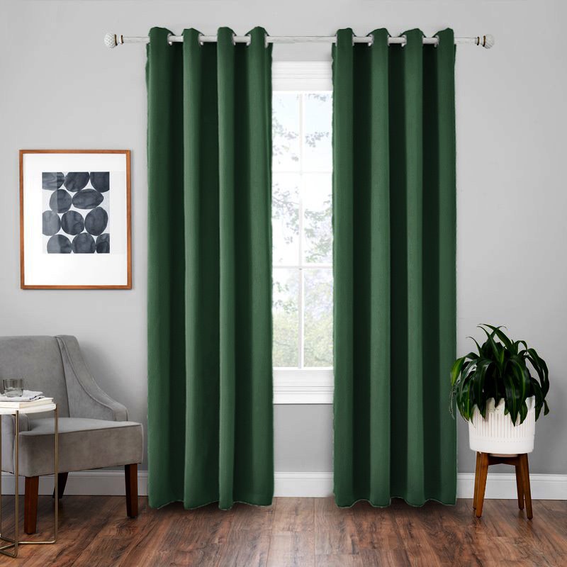Blackout Curtains High Shading Rate Pure Color for Bedroom Grommets Thermal Insulated Textured Polyester Curtains for Living Room - Image 13