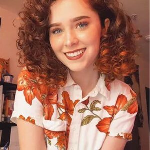 Synthetic Hair Capless Curly Women 16 Inches 120% Wigs Heat Resistant Natural Looking Daily Party Wigs Cosplay Wigs with Natural Bangs with Free Wig Cap