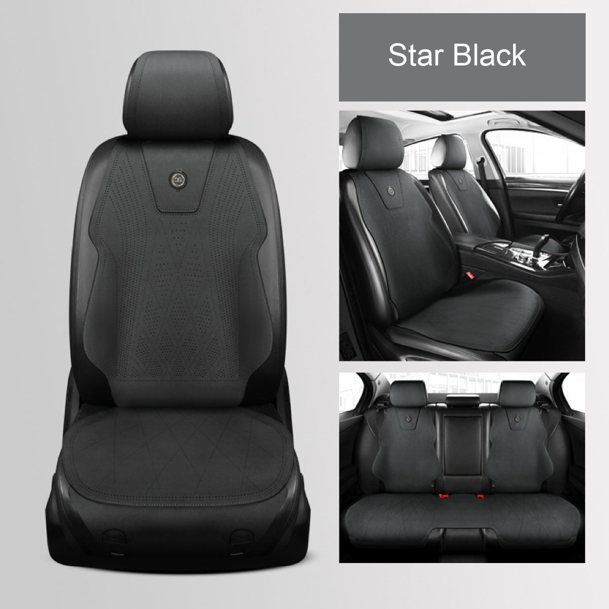 Microfiber Suede Car Seat Cover Full Set for 5-Seater Sedans SUV, Universal Fit, Pad Style - Image 15