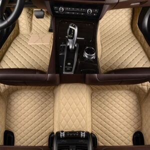 Beige Custom -Made All Surround Style PU Leather Material Durable Car Floor Mats