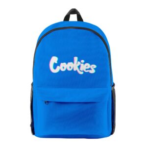 3D Print Cookies Blue Backpack For Teens Children Kids Oxford Rucksack Shoulder Bag