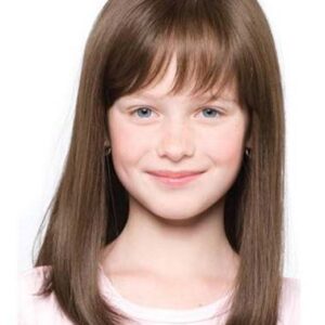 Straight Human Hair With Bangs Capless Wig For Kids