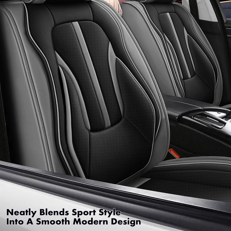 Sport Theme Car Seat Cover for 5-Seater Sedan SUV, Universal Fit Microfiber Leather Full Set Cushion Covers - Image 5