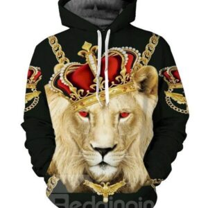 Super Cool Long Sleeve Lion King Pattern 3D Painted Hoodie