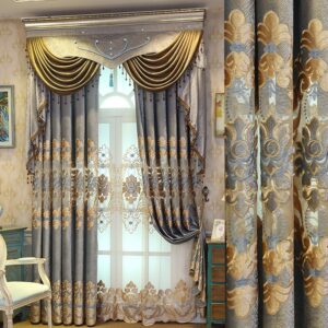 European High-end Embroidery Hollow Shading Curtains for Living Room Bedroom Decoration Custom 2 Panels Drapes No Pilling No Fading No off-lining Chenille
