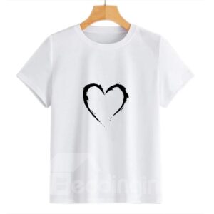 Beddinginn Standard Short Sleeve Heart Print Tee