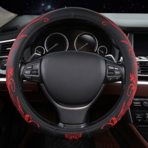Wear-resistant Breathable Non-slip Leather Material Butterfly and Lavender Embroidery Pattern Suitable for Most Round Steering Wheels
