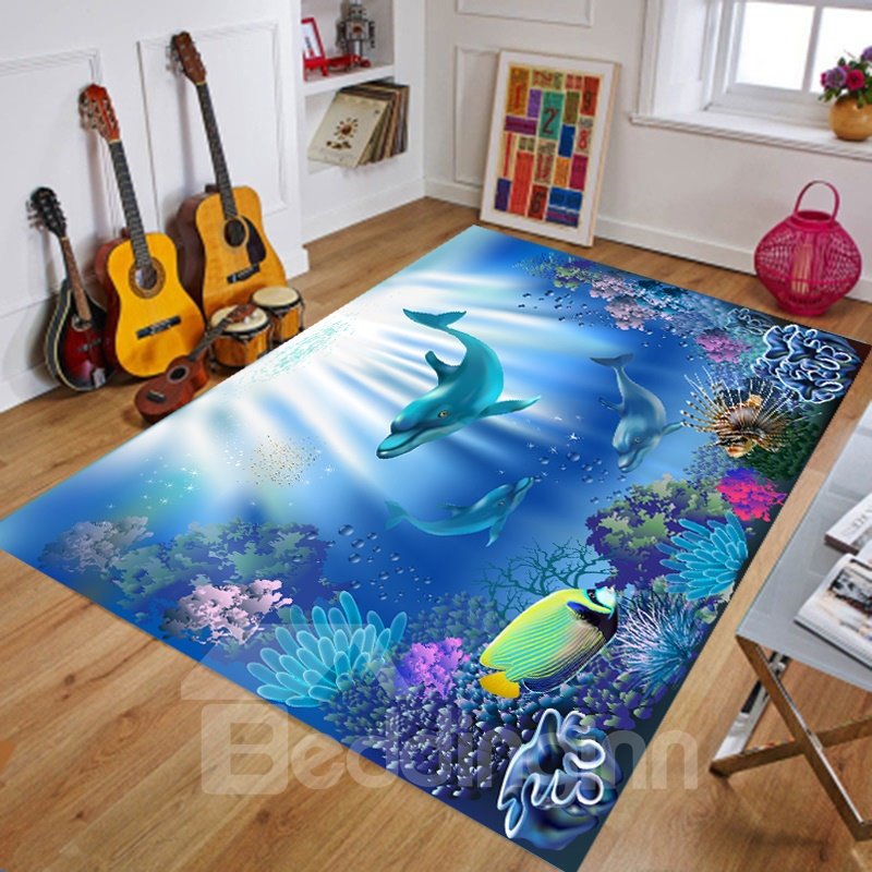 Waterproof Crystal Velvet Rectangle Soft Living Room Area Rug - Image 2