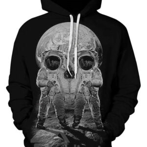 Concise Long Sleeve Two Spacemen Pattern 3D Painted Hoodie