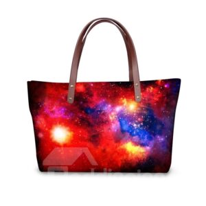 Galaxy Universal Star Shining Waterproof Sturdy 3D Printed for Women Girls Shoulder HandBags