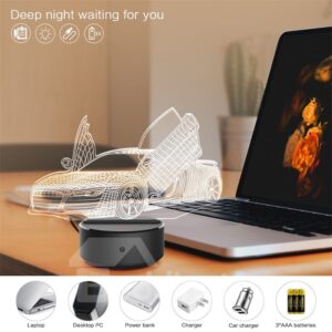 Remote Control Car With Wing 3D Light LED Table Lamp Night Light With 7 Colors