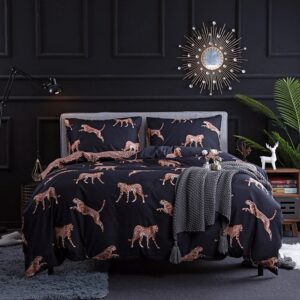 Leopard Duvet Cover Set Reactive Printing Dry Cleaning Three-Piece Set Polyester Bedding Sets