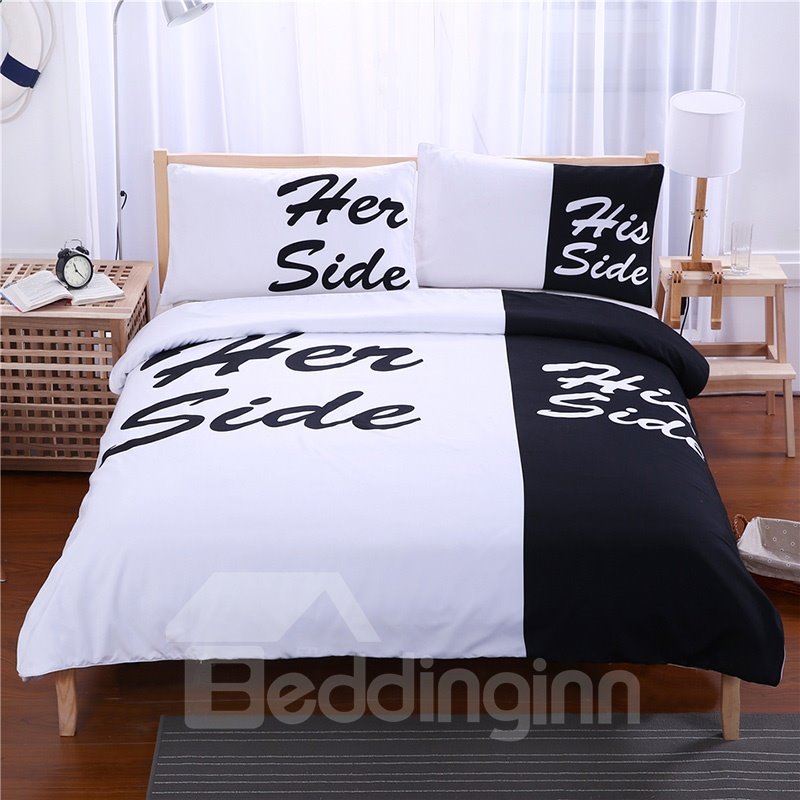 Her Side and His Side Printed Polyester 3-Piece Bedding Sets/Duvet Covers - Image 7