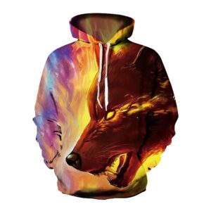 Creative 3D Print Men's Hoodie Ferocious Wolf Couple Outfit Unisex Pullover Hoodies Fashion Long Sleeve Loose Sweatshirt Sportswear