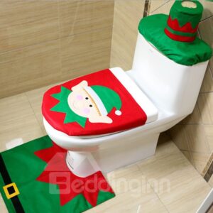 Santa Claus Deer Pattern Toilet Seat Covers Christmas Decoration