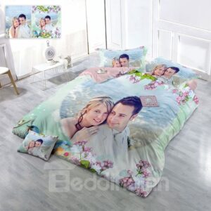 Happy Family Picture Custom-made Design Wear-resistant Breathable High Quality 60s Cotton 4-Piece 3D Bedding Sets