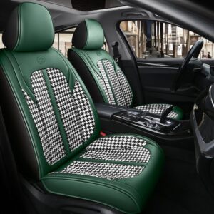 Combination of Durable Leather and Wear-resistant and Breathable Ice Silk Material Suitable for Most 5-seater Cars or Pickup Trucks Universal Fit Seat Covers