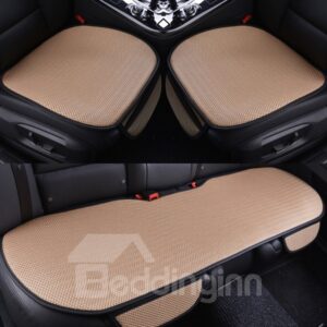 Fresh Color Durable PET Material Good Breathability Universal 3-Pieces Five Car Seat Mat