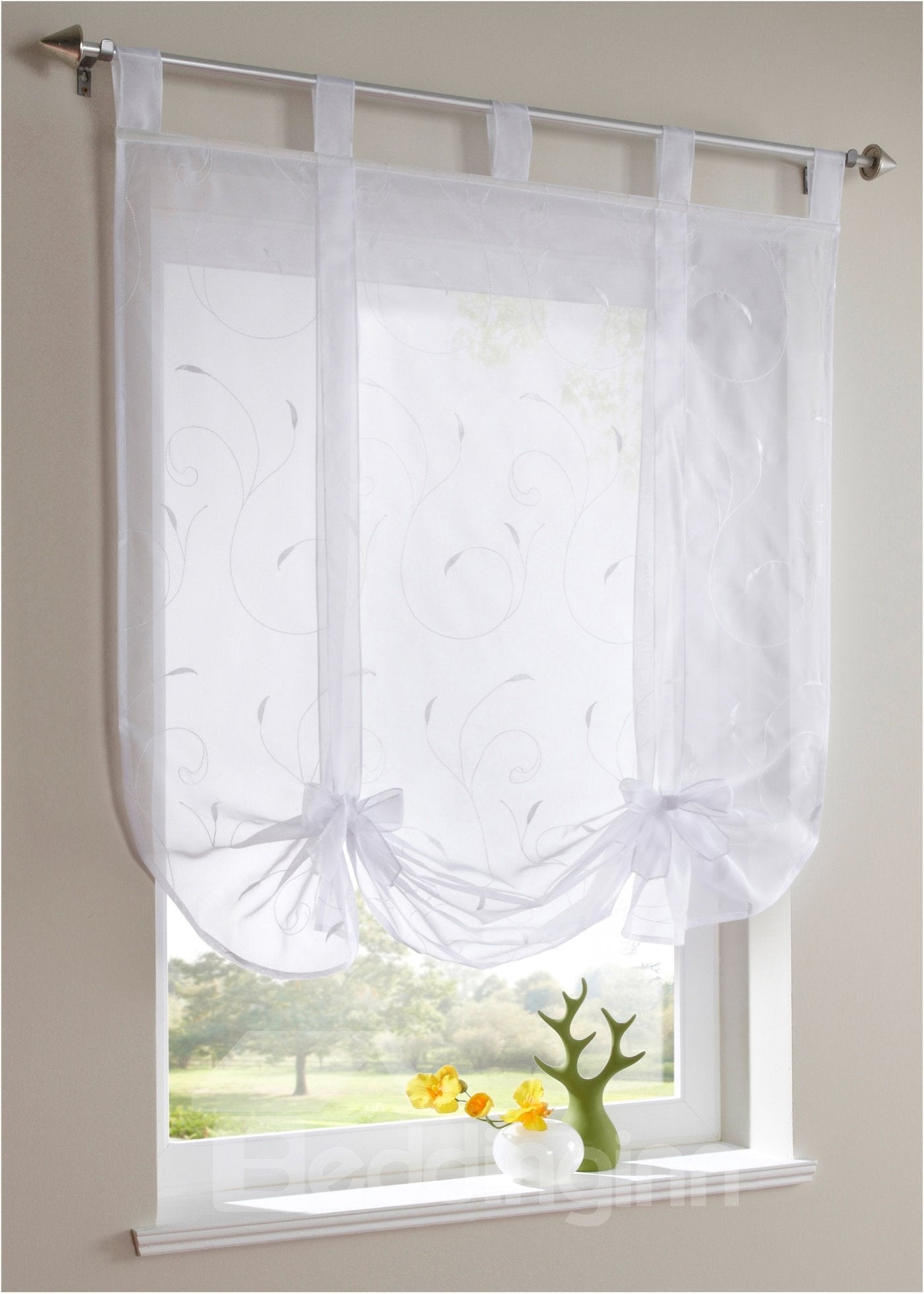 Printed-Line Shade Pastoral Style Window Decor for Kitchen - Image 21