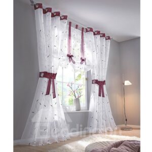 Purple Line Whiter Pastoral Style Shading Sheer For Decoration