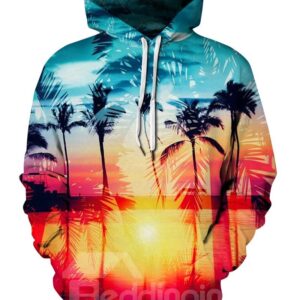 Loose Model Polyester Workout Lightweight 3D Painted Hoodie