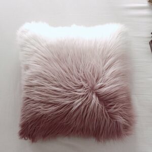 Modern Plush Gradation Color Pillowcase Fluffy Square Cushion Cases Bed Sofa Pillowcases 19x19 inches 1 Piece Pink Gray