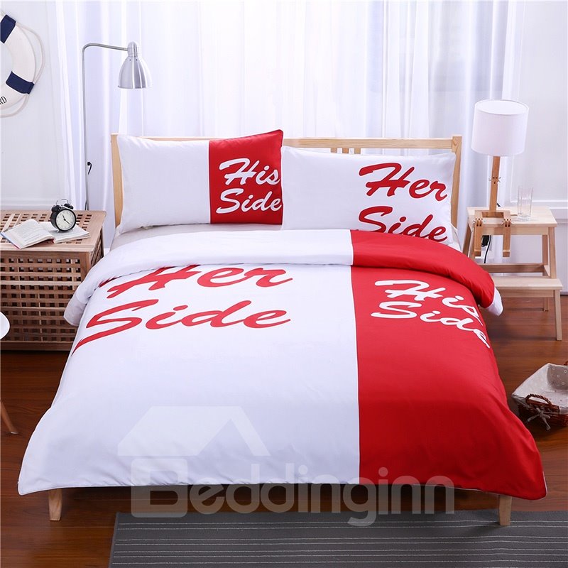 Her Side and His Side Printed Polyester 3-Piece Bedding Sets/Duvet Covers - Image 10