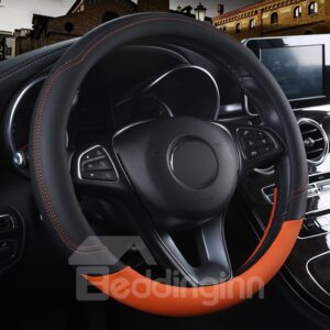 Fashionable Style Two Colors Mixed Soft PU Leather Massage Breathable Anti-Slip & Odor-Free Steering Wheel Cover