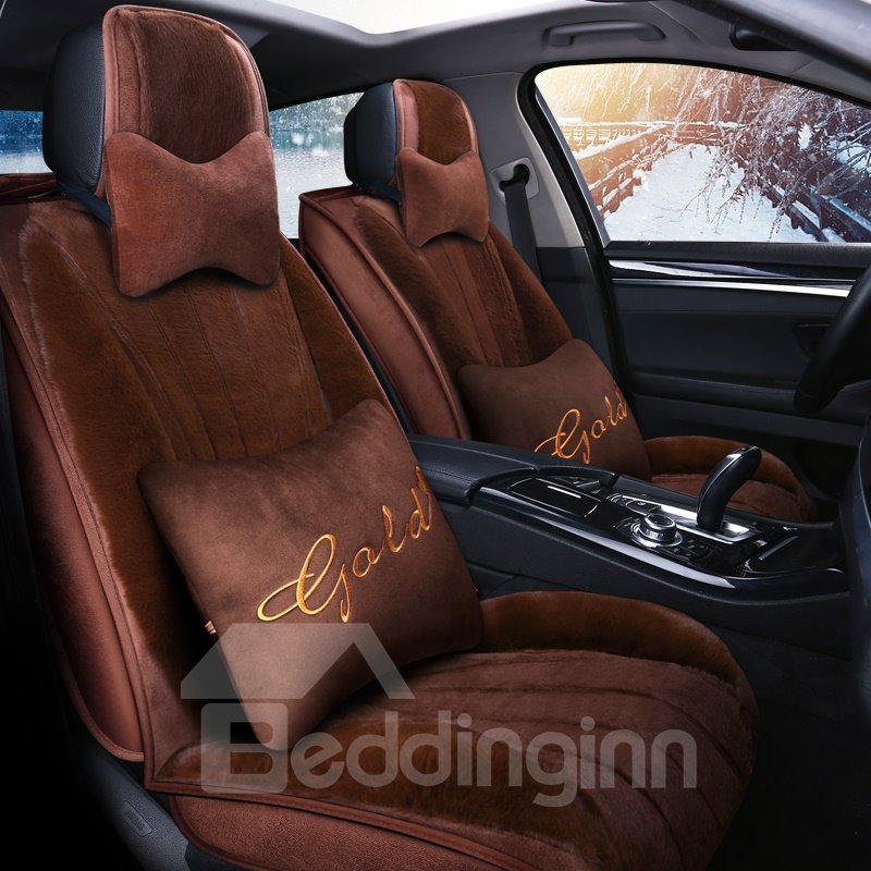 Warm Skin-friendly Feel Lambswool Winter Comfort Car Drivers Seat Covers - Image 2