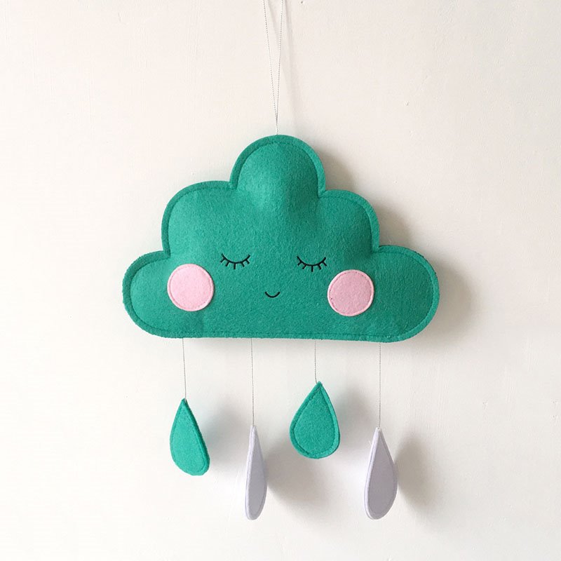 Raindrop Pendant Nordic Wind Felt Cloud Raindrop Pendant Children's Room Tent Decoration Photography Prop Wall Hanging Gray Pink Green - Image 2