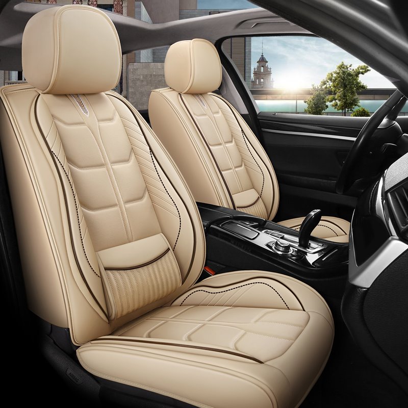 Durable Leather 5 Seats No Odor Wear Resistant Full Coverage Four Seasons Universal Seat Covers Compatible with Airbags - Image 3
