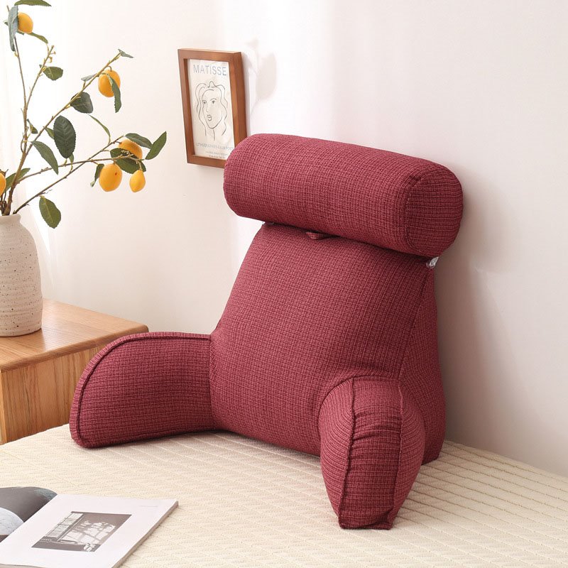 Reading Pillows with Arms Adjustable Memory Foam Bed Rest Chair Sitting Up Detach Neck Roll Removable Cover - Image 4
