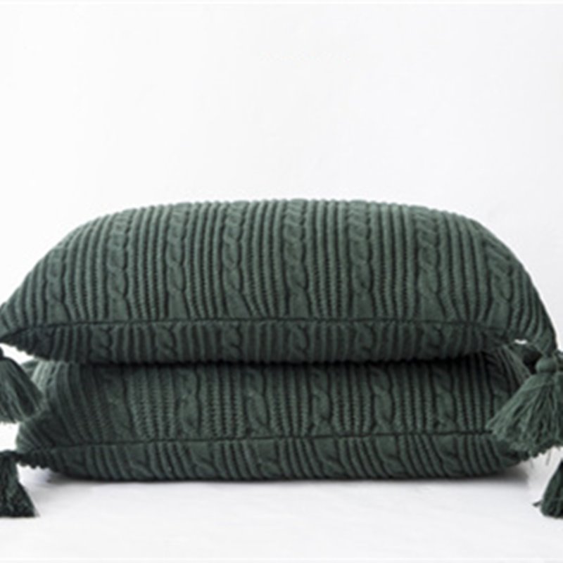 ANDUUNI Pack of 2 Pack Decorative Cotton Knitted Pillow Cushion Warm Throw Pillow for Bed Couch 18 - Image 10