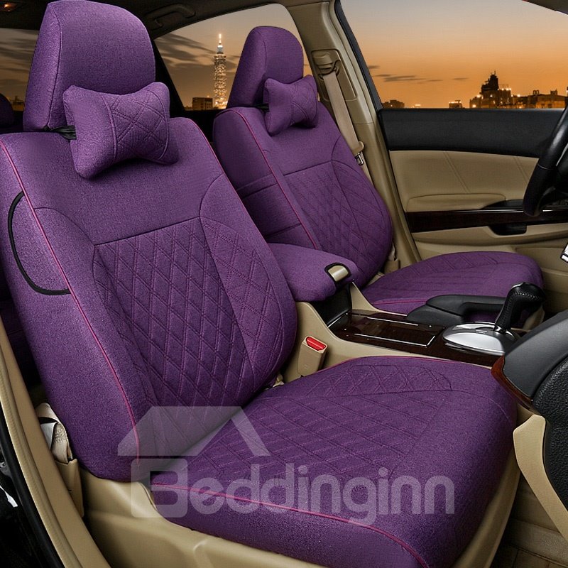 Simplistic Design With Classic Plaid Diamond Patterns Custom Car Seat Covers - Image 3